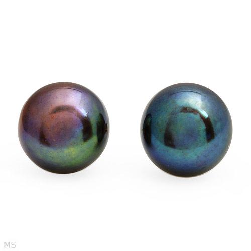 GENUINE 8MM BLACK PEARL STUDS IN SOLID 14K GOLD